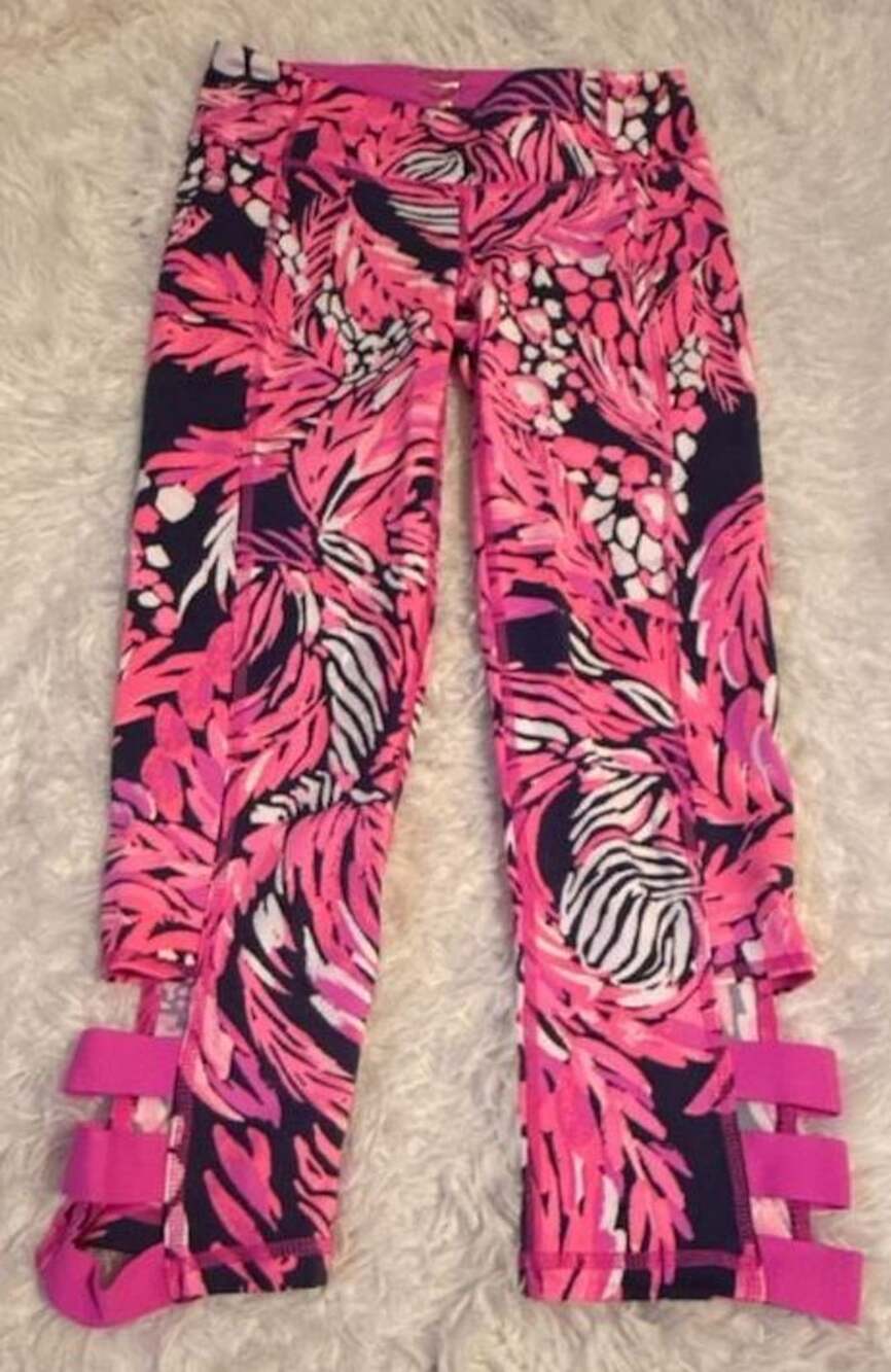 Lilly Pulitzer Luxletic Cropped Leggings Size XS Pink Jungle